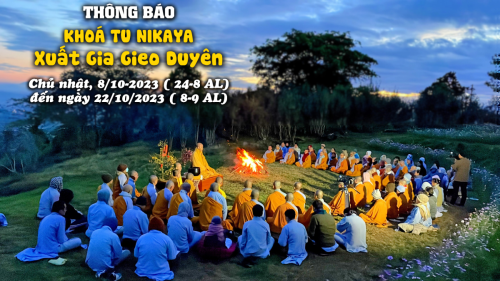 THÔNG BÁO KHOÁ TU NIKAYA XUẤT GIA GIEO DUYÊN LẦN 6